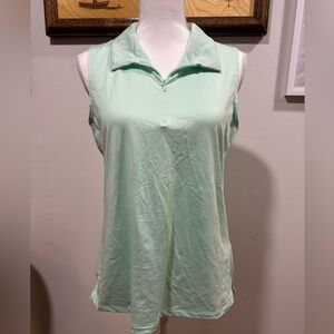 Tommy Bahama womens Golf shirt L sleeveless collar 3/4 zip mint green sporty EUC